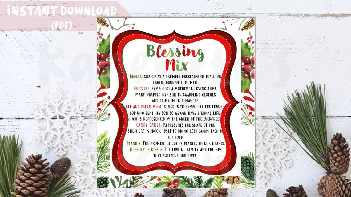 Printable Blessing Mix INSTANT DOWNLOAD Christmas Favors, Christmas ...