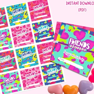 Friendship Bracelet Printable Valentines card |Friendship Bracelet tags | Valentines treat bags| Instant Download | School Valentine's Day