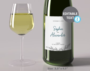 Personalized Wedding Wine Label, Customizable Template (Digital Download)