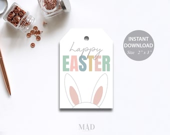 Etichetta di Pasqua, etichetta regalo di Pasqua stampabile, etichetta di Pasqua appesa, etichetta di Pasqua coniglio, etichetta di Pasqua coniglio stampabile, stampabile di Pasqua, etichetta del cestino di Pasqua