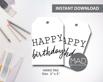Printable Happy Birthday Gift Tags, 2x3 Labels (Digital Download)