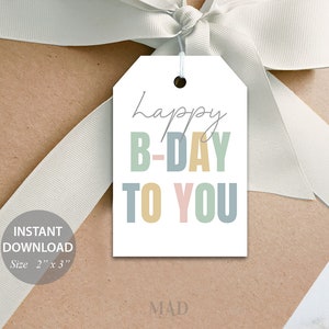 Happy Birthday Gift Tags Printable, Birthday Gift Tags Printable,Gift Tag Labels, Gift Wrapping Tags, Birthday Tag, Colorful Tag