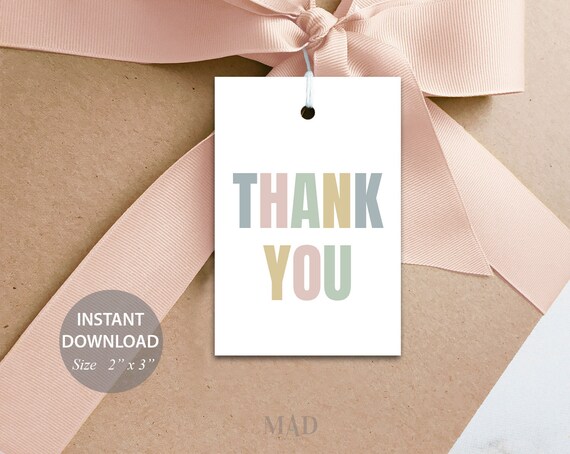 Thank You Favor Tag, Thank You Tag, Party Decorations, Thank You Tag Template, Thank You Gift Tag, Thank You Printable Tag, Colorful Tag