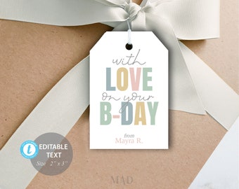 Bearbeitbare alles Gute zum Geburtstag Geschenkanhänger Printable (2 "x 3 ")
