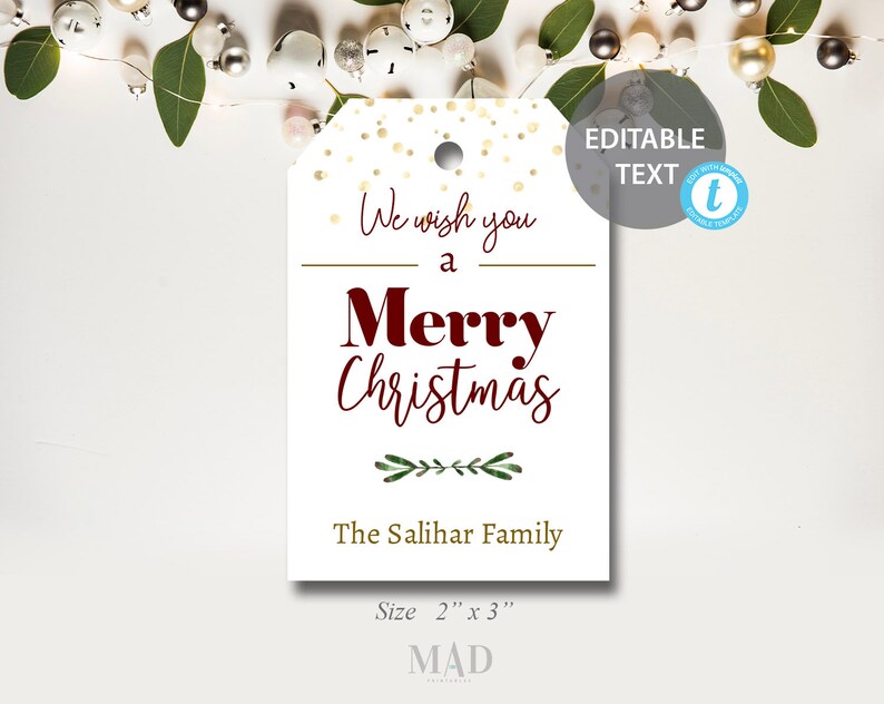 EDITABLE Christmas Tag Printable Christmas Tags Christmas | Etsy