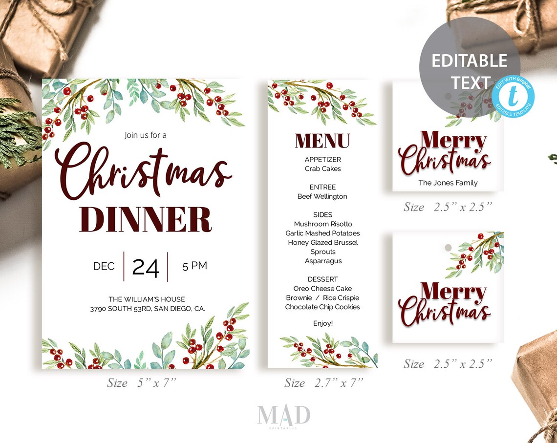 Christmas Printable Set Christmas Template Set Christmas - Etsy
