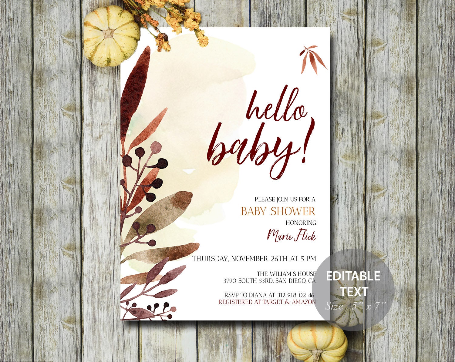 Fall Baby Shower Invitation Baby Shower Invitation Fall Baby Etsy