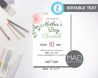 Invito per la festa della mamma, Invito stampabile per la festa della mamma, Modello di invito modificabile per la festa della mamma, Download istantaneo, Download dell'invito modificabile