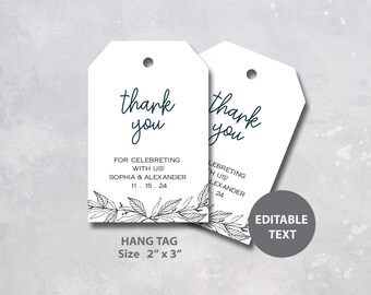 Rustic Wedding Thank You Tags, Personalized Printable (Digital Download)