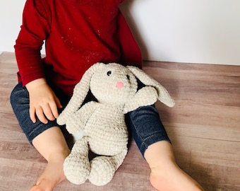 Stuffed Bunny, Velvety Soft Bunny - Crochet Extra Soft Plush Bunny Rabbit Toy