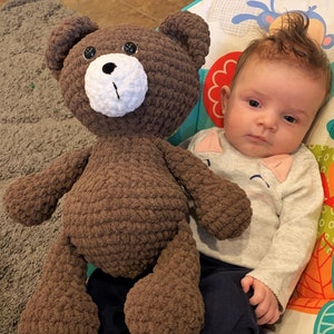 Teddy Bear Stuffed Animal - Large Crochet Plush Bear Toy