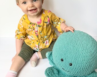 Large, Extra Soft Octopus | Stuffed Octopus | Crochet Octopus | Teal Stuffed Octopus | Blanket Yarn Octopus | Large Octopus Plush