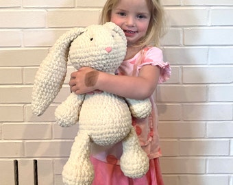 Stuffed Bunny | Large, Blanket Yarn Stuffed Bunny | Crochet Plush Bunny Rabbit Toy