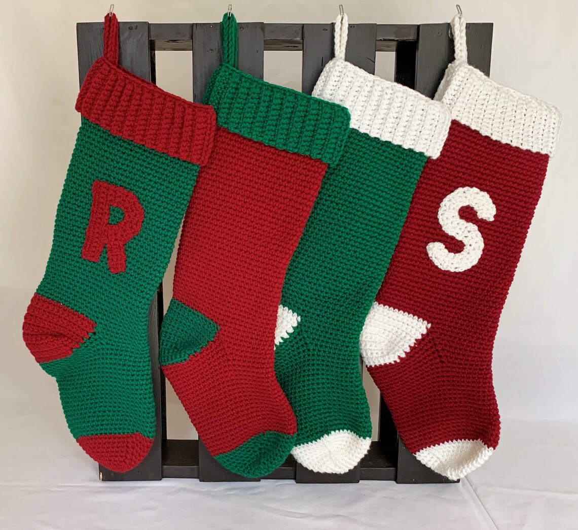 New ! Holiday time Christmas Stocking in Red Blue and White New ! Holiday time Christmas Stocking in Red Blue and White