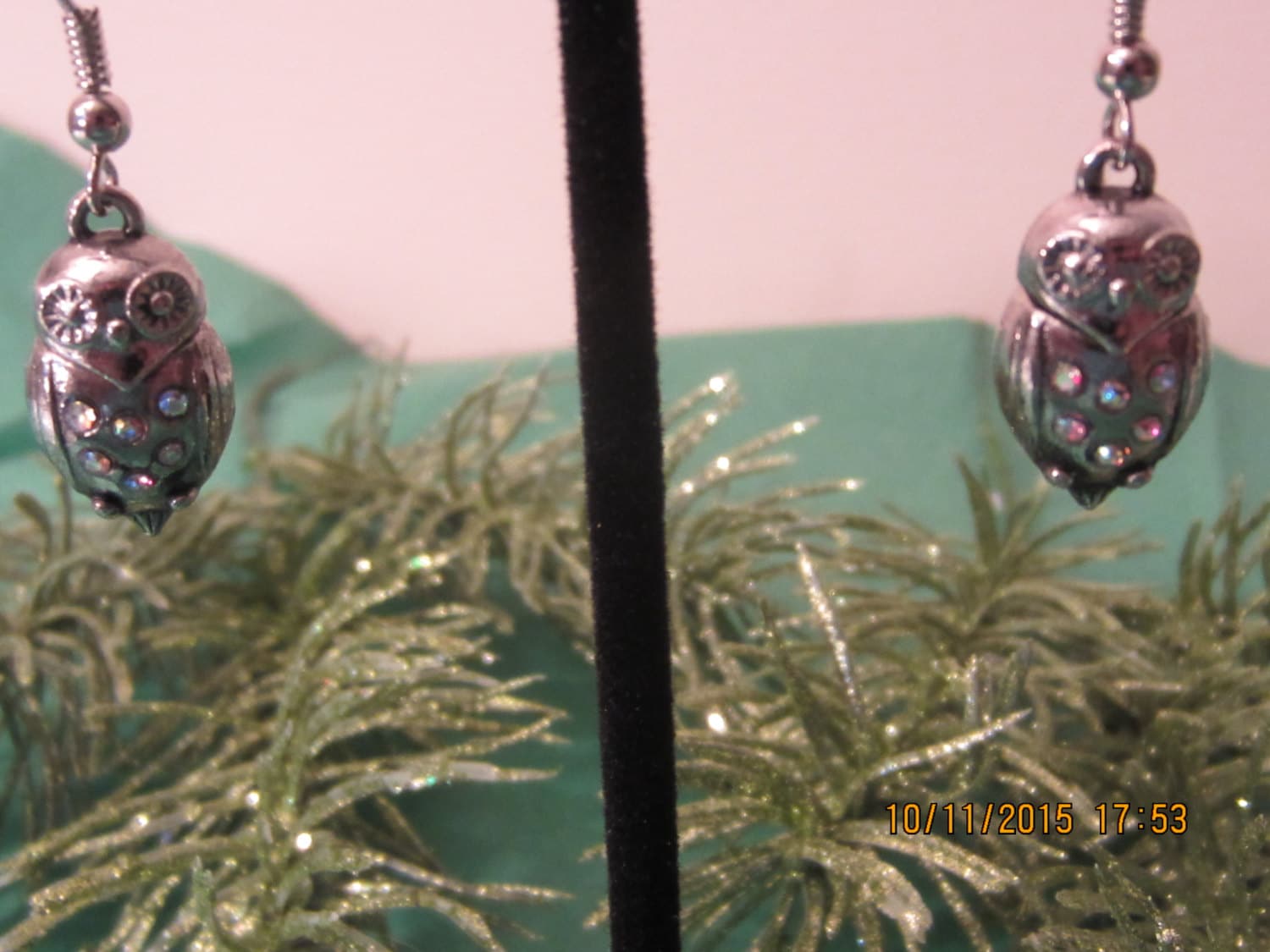 Owl Earrings, Hypoallergenic, Rhinestone Earrings, Dangle Earrings, Owl Jewelry, Owl Earrings, Silve