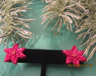 Poinsettia Earrings, Red Earrings, Hypoallergenic, Christmas Earrings, Silver Earrings, Stud Earrings