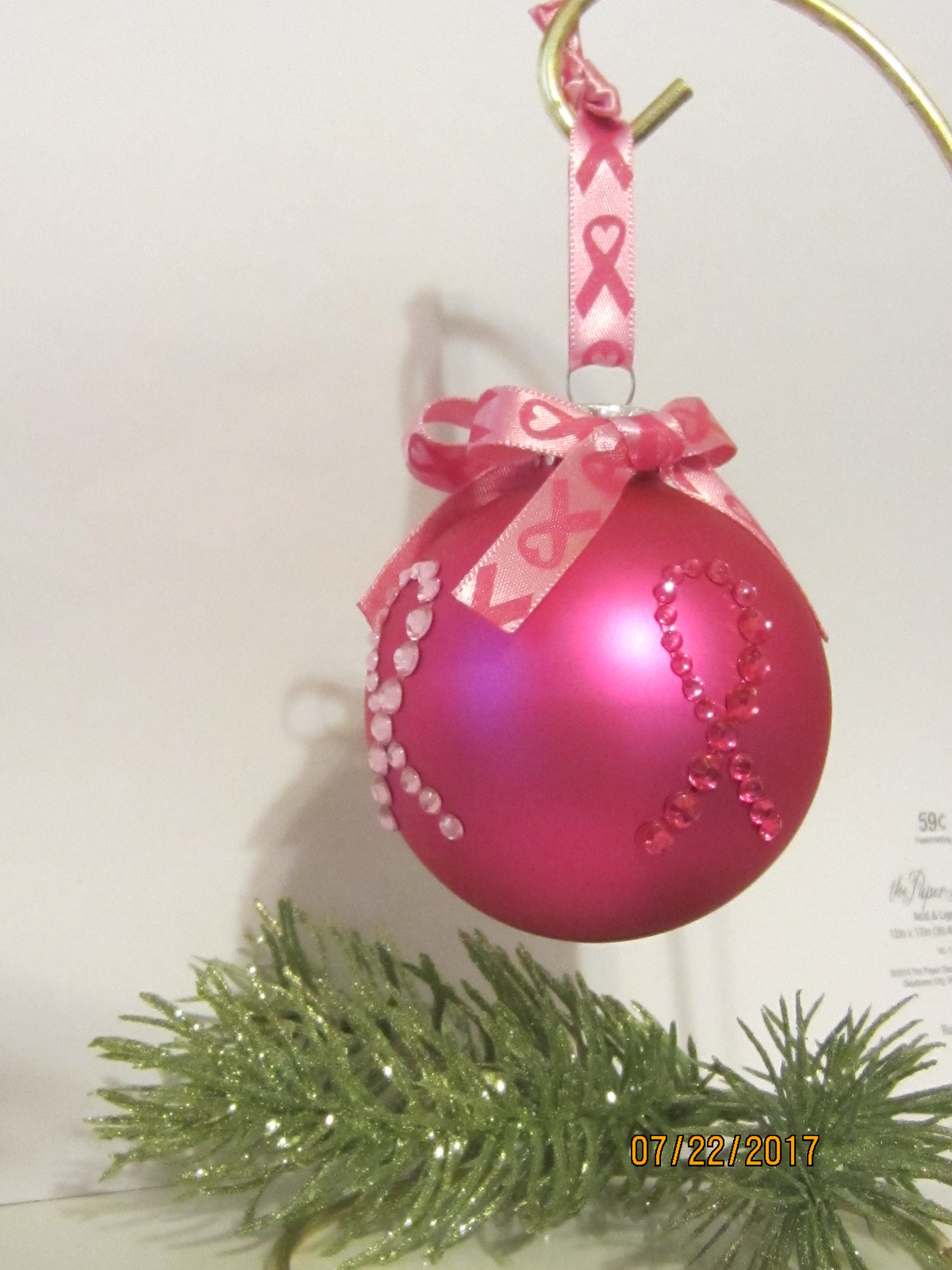 Breast Cancer Ornament Cancer Survivor Pink Ornament Glass | Etsy