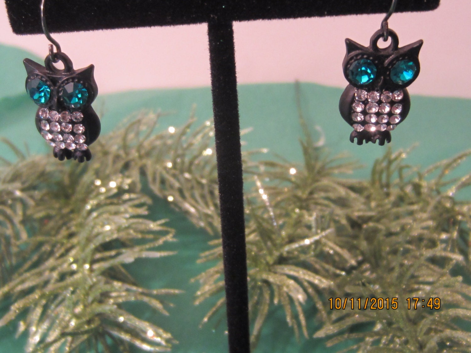 Owl Earrings, Hypoallergenic, Rhinestone Earrings, Dangle Earrings, Owl Jewelry, Fall Jewelry