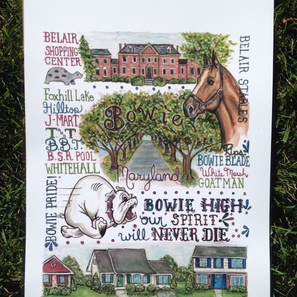Bowie, Maryland print 12 x 18 inch fits in a standard size frame