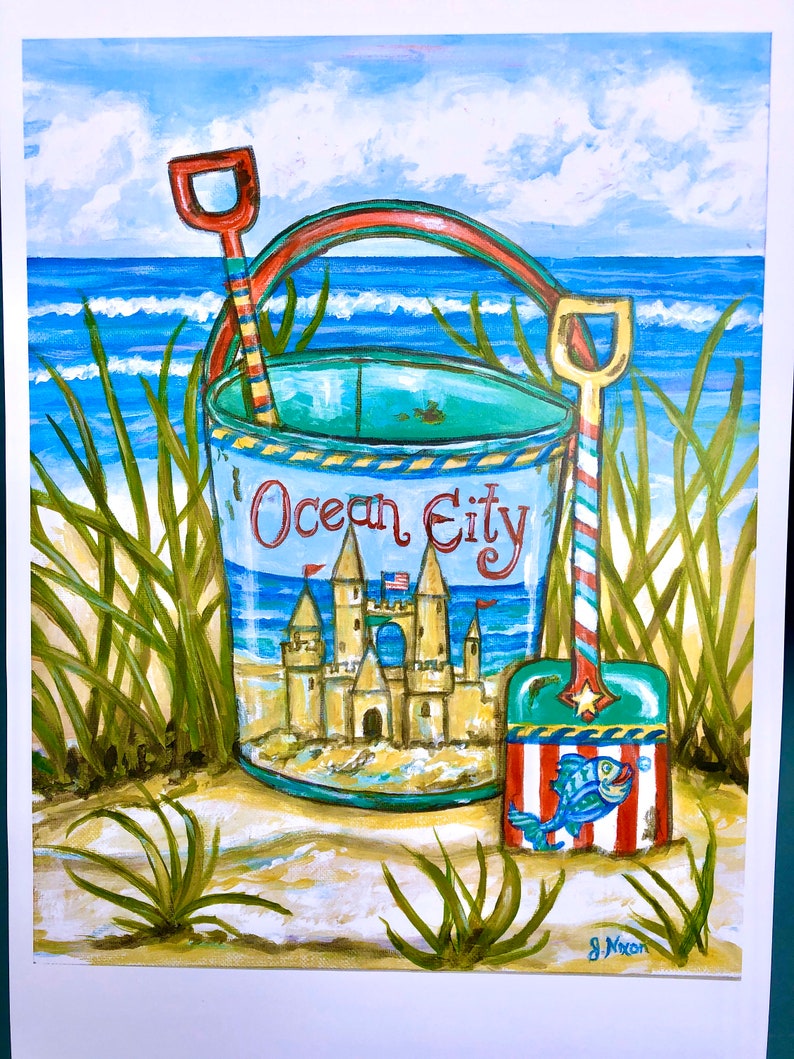 Ocean City Beach Bucket Print
