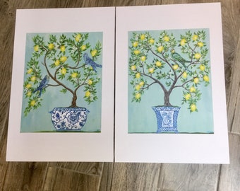 Stampa Chinoiserie Limoni e Parrocchetti