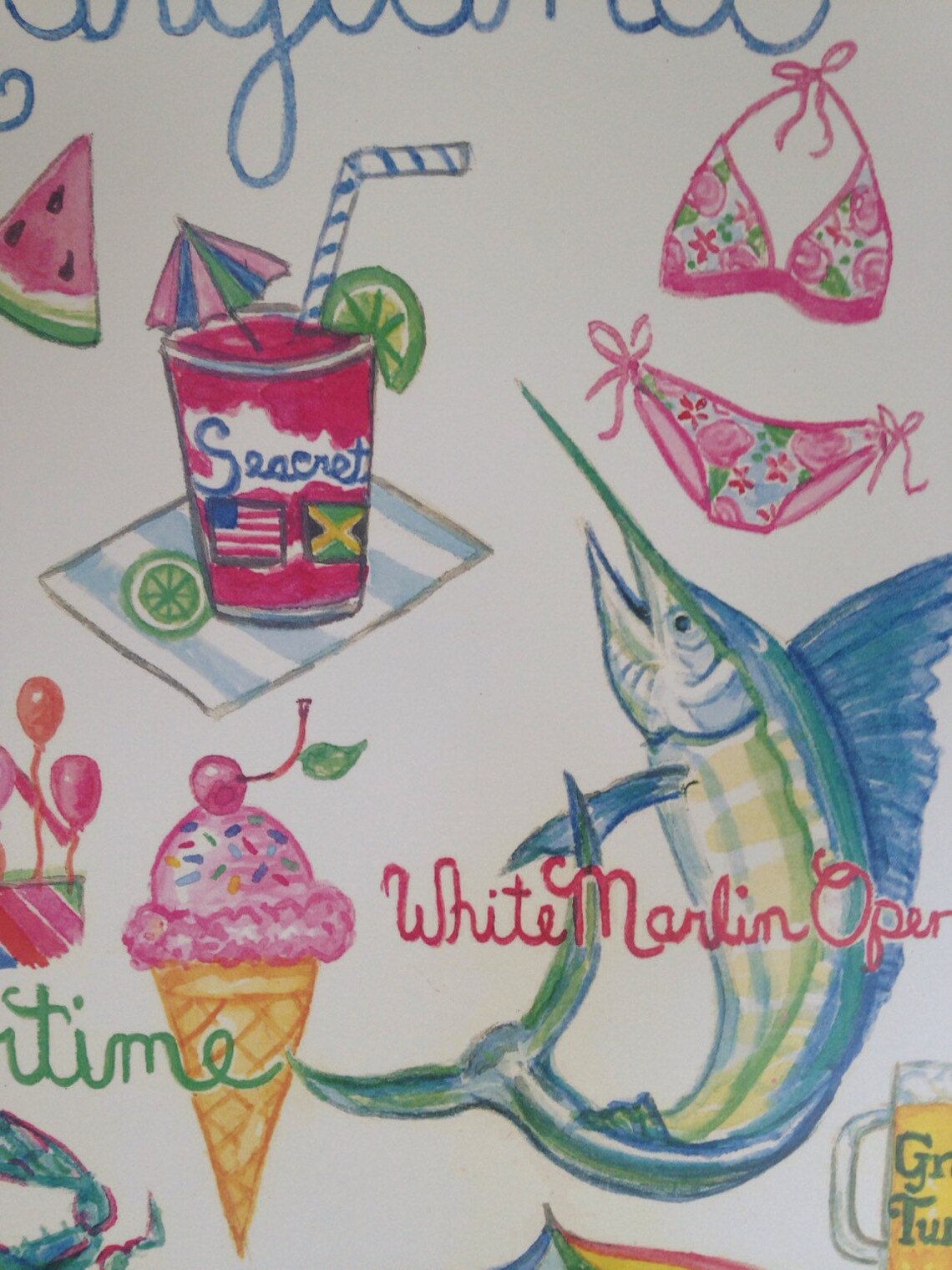 Ocean City Maryland Print White Marlin Open Seacrets Greene | Etsy