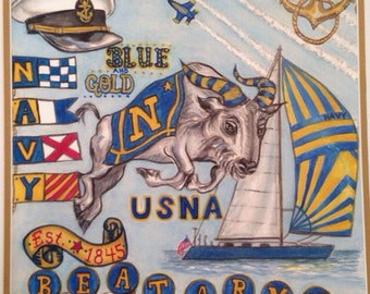United States Naval Academy print. Print from a original watercolor fits in a 11x 14 mat