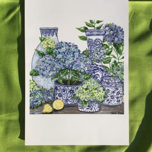 Chinoiserie Blue and White Hydrangeas Print