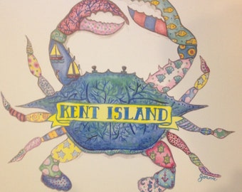 Kent island colorful crab print