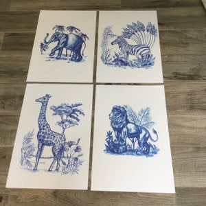 Chinoiserie Blue and White prints Jungle Animals. Special price 75.00