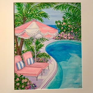 Pool Art Pink and White