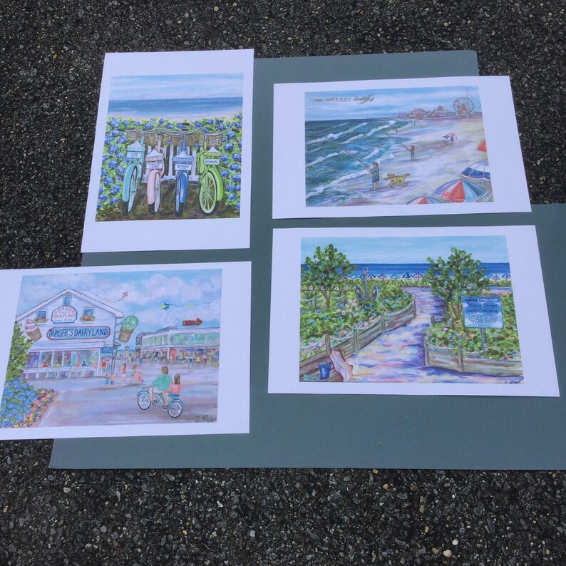 Ocean City Maryland Boardwalk Fishing Painting Art Print Etsy