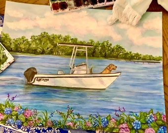 Boat ride with my dog print