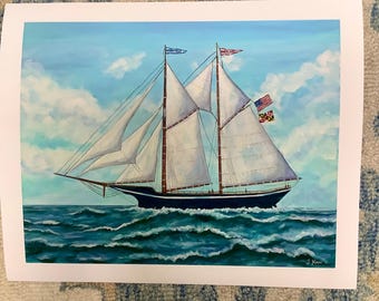 Schooner Sailboat print nautical wall decor