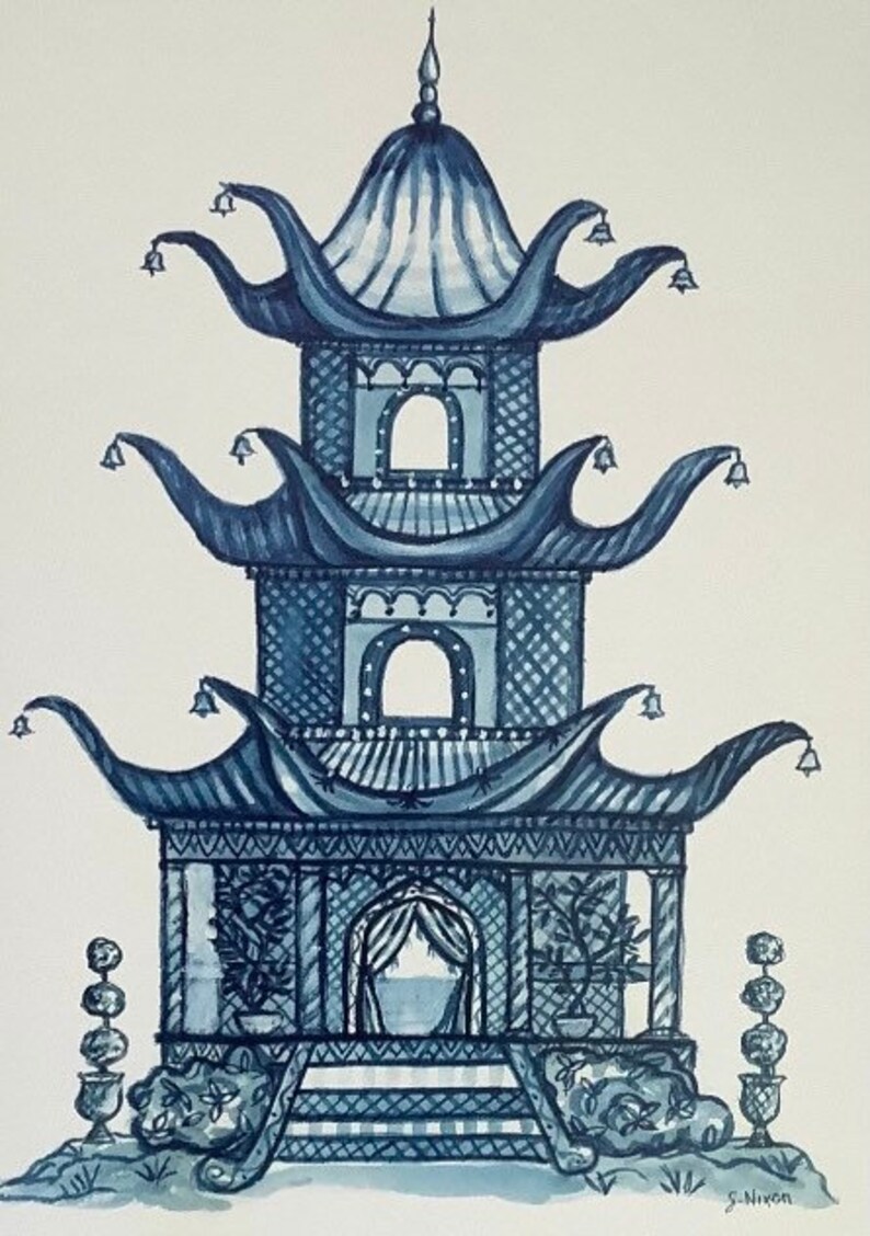 Chinoiserie Pagoda Print | Etsy