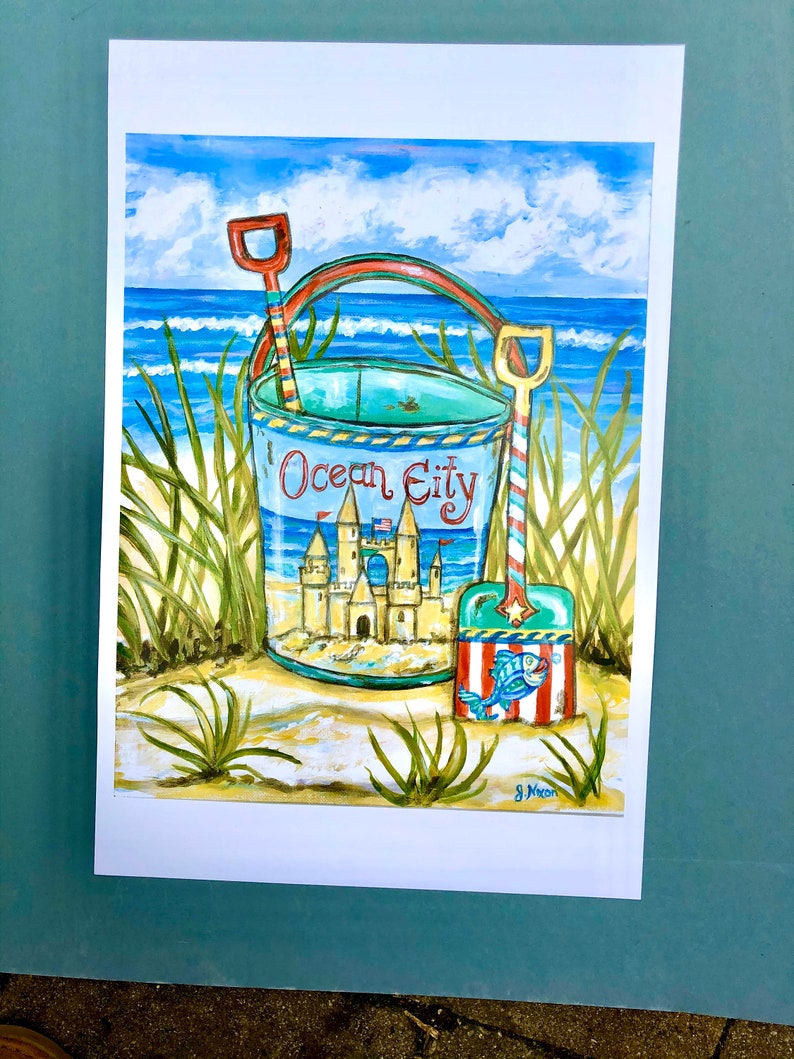 Ocean City Beach Bucket Print