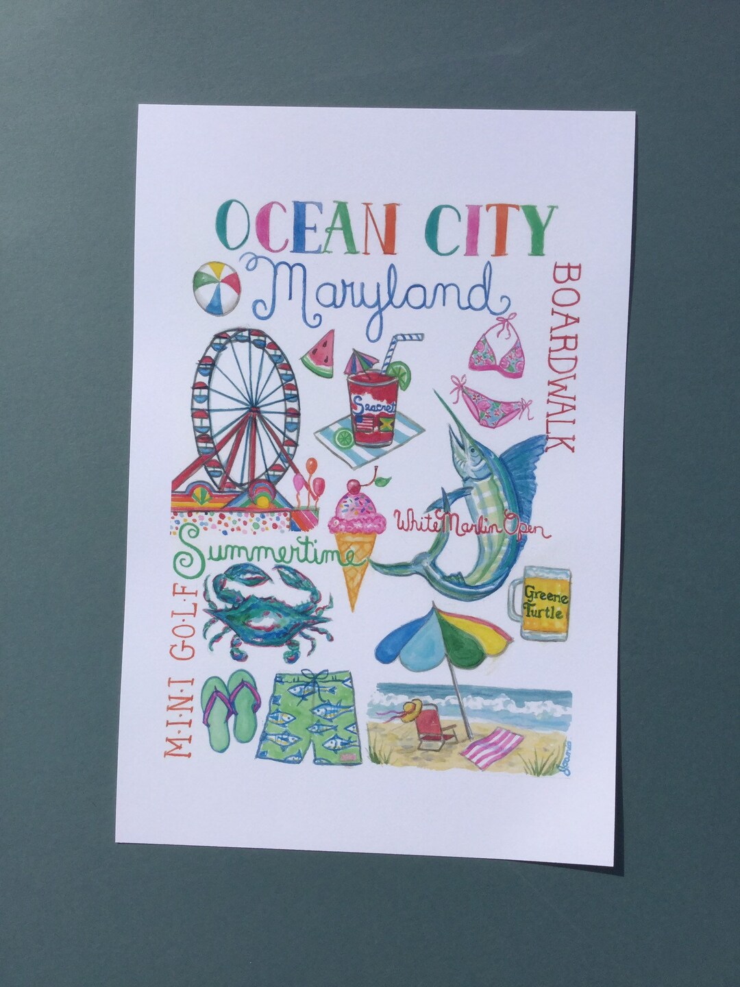 Ocean City Maryland Print White Marlin Open Seacrets Greene - Etsy