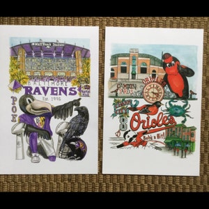 Baltimore Ravens Orioles Fan Prints 2 for 55. 