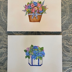 Hydrangeas and Wildflowers watercolor prints