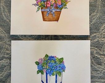 Hydrangeas and Wildflowers watercolor prints