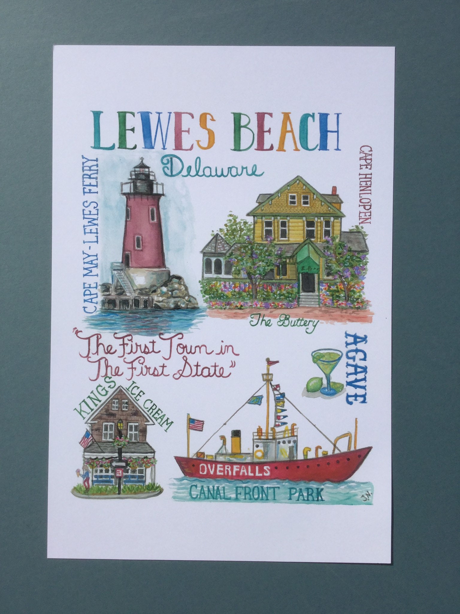 Lewes Beach Delaware Print 11 X 14 Printed on Heavy Stock