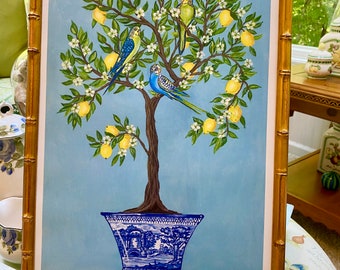 Lemon Topiary with Parakeet’s Print