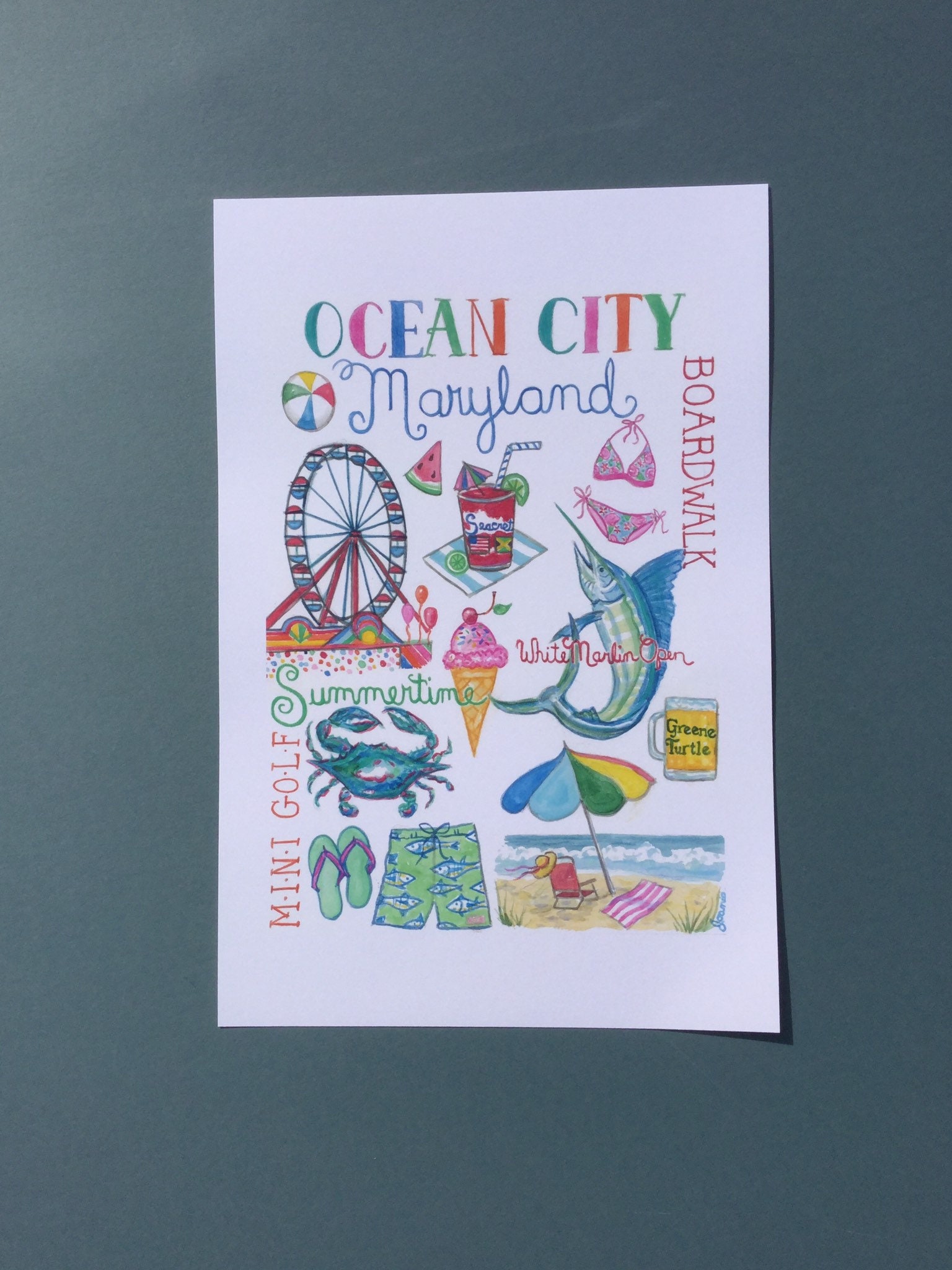 Ocean City Maryland Print White Marlin Open Seacrets Greene Turtle
