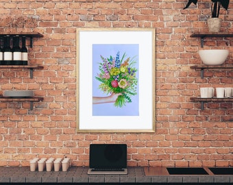 A Handful of Wild Flowers watercolor print