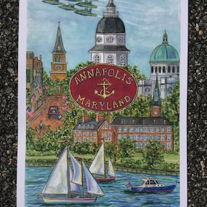 Annapolis Maryland print of original warercolor measures 11 x 15  3/4
