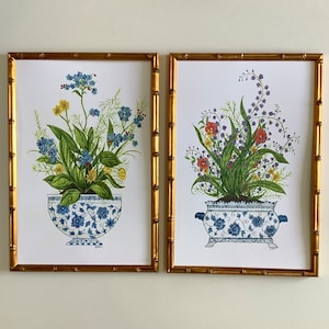 Chinoiserie Floral Watercolor Prints