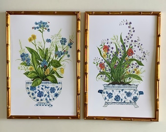 Chinoiserie Floral Watercolor Prints