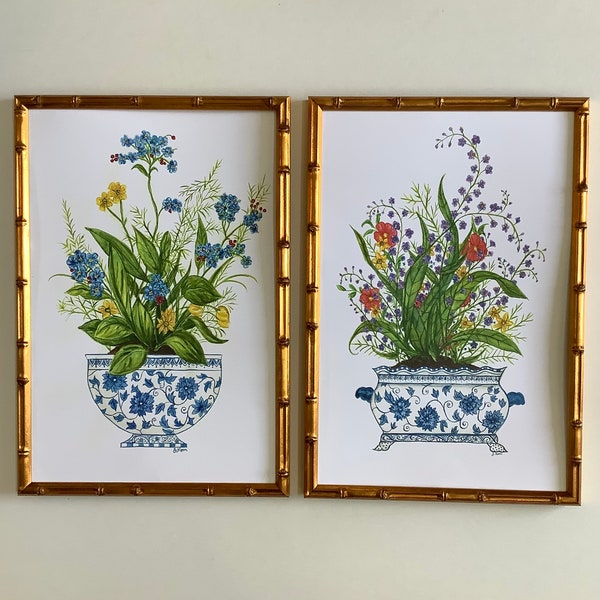 Chinoiserie Floral Watercolor Prints