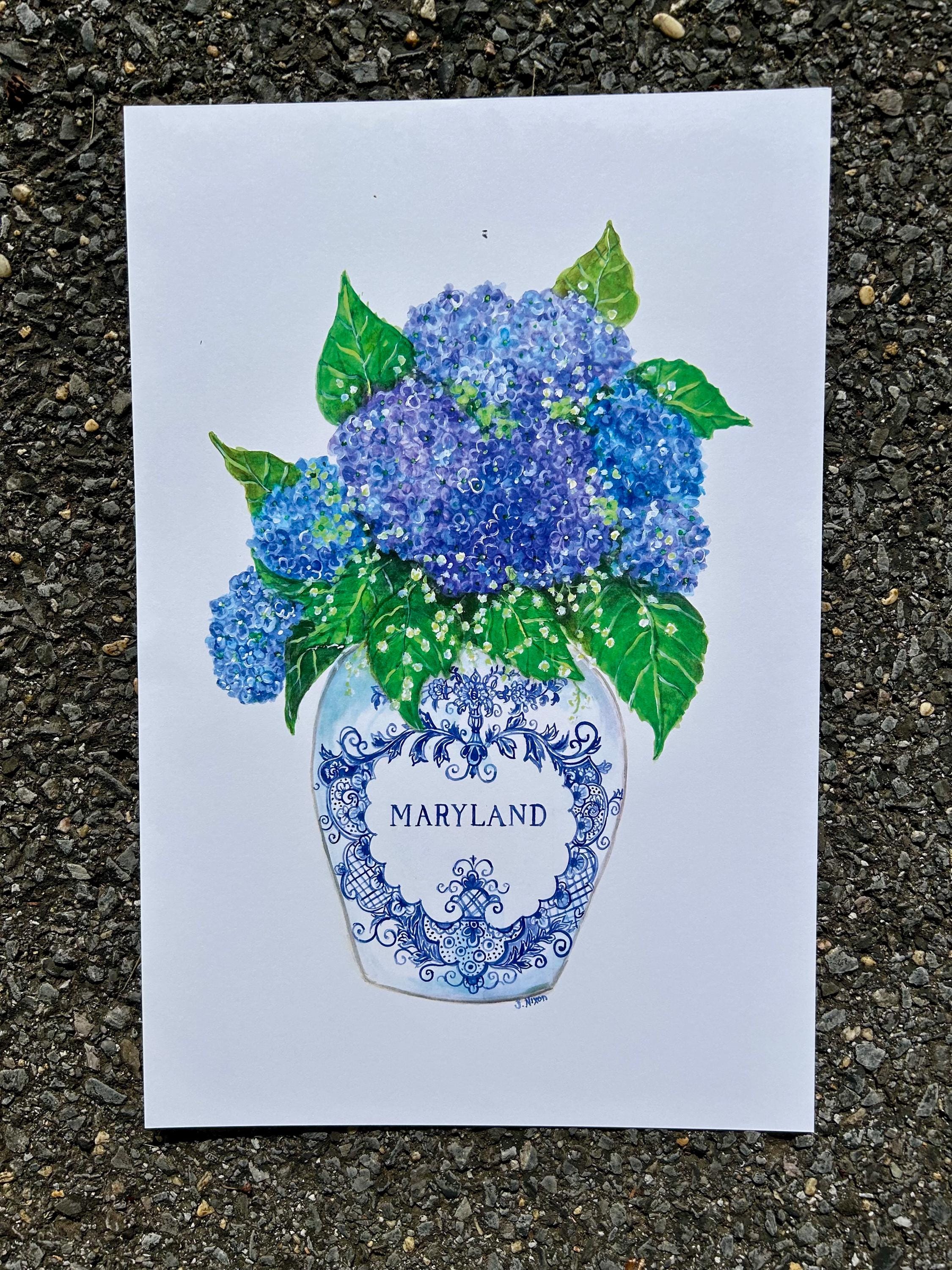 Maryland Ginger Jar With Hydrangeas Print - Etsy