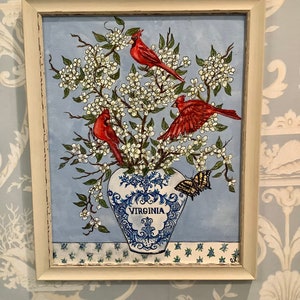 Flor estatal de Virginia, impresión en frasco de tabaco